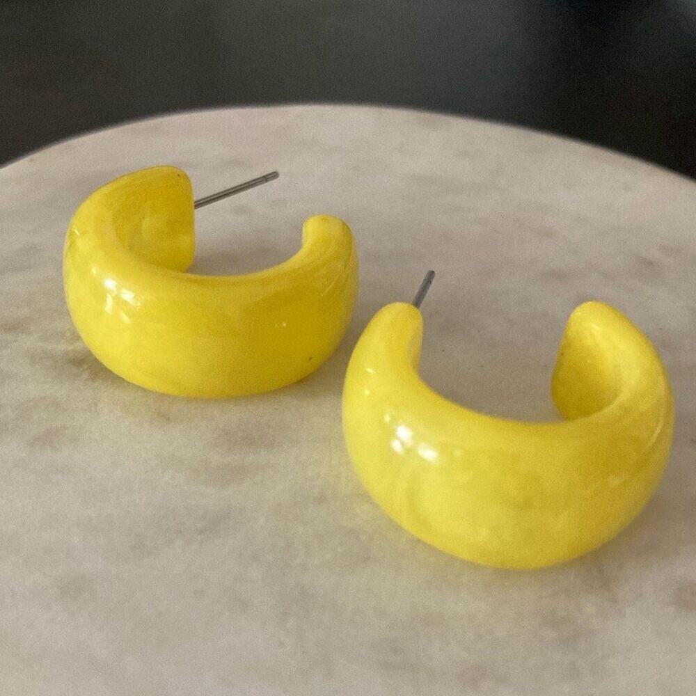 Hoop Earrings yellow chunky